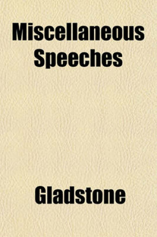 Cover of Miscellaneous Speeches