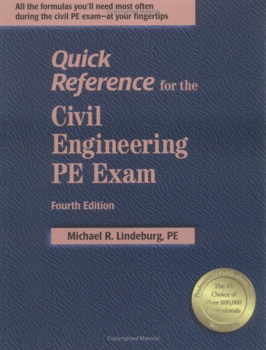 Book cover for Quick Reference for the Civil Engineering PE Exam, 4th Ed.