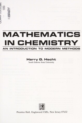 Cover of Mathematics in Chemistry