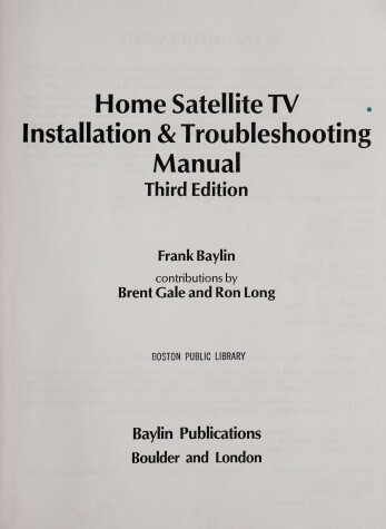 Book cover for Home Satellite Television Installation and Troubleshooting Manual