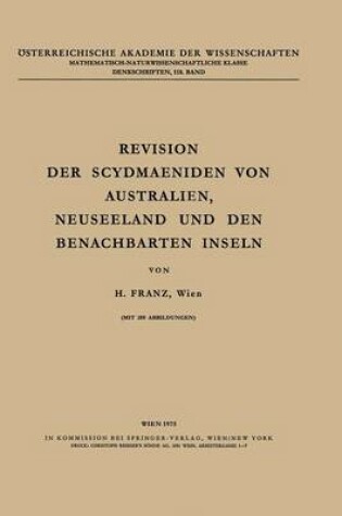 Cover of Revision Der Scydmaeniden Von Australien, Neuseeland Und Den Benachbarten Inseln