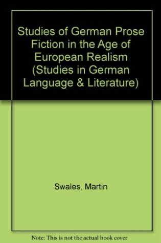 Cover of Studies of German Prose Fiction in the Age of European Realism