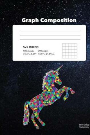 Cover of Unicorn Themed Squared Graph Paper Composition Book 5x5