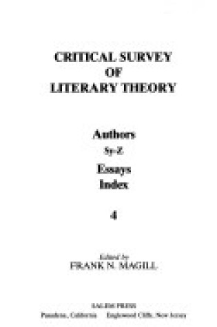 Cover of Critical Survey of Literary Theory