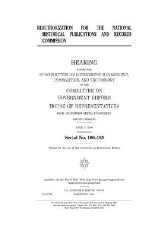 Cover of Reauthorization for the National Historical Publications and Records Commission