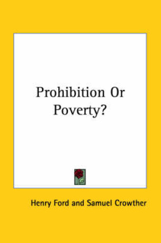 Cover of Prohibition or Poverty?