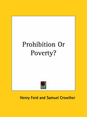 Book cover for Prohibition or Poverty?