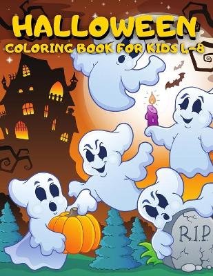 Book cover for halloween coloring book for kids 4-8