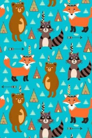 Cover of Bullet Journal Notebook Cute Tribal Raccoons, Foxes, and Bears Pattern 2