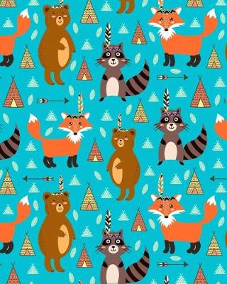 Book cover for Bullet Journal Notebook Cute Tribal Raccoons, Foxes, and Bears Pattern 2