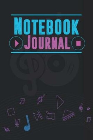 Cover of Notebook or Journal for Musicians With Cool Design on Each Pages. Nice Neon Glow Effects. Musicians Notebook. Manuscript Paper for Notes, Lyrics and Music.