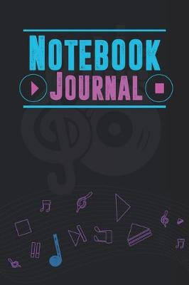 Book cover for Notebook or Journal for Musicians With Cool Design on Each Pages. Nice Neon Glow Effects. Musicians Notebook. Manuscript Paper for Notes, Lyrics and Music.