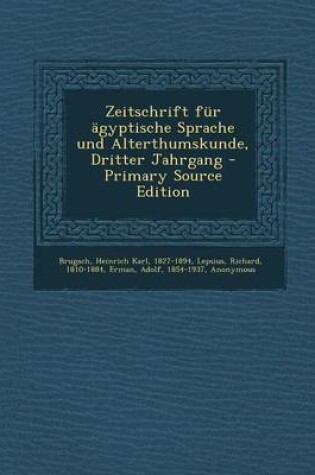 Cover of Zeitschrift Fur Agyptische Sprache Und Alterthumskunde, Dritter Jahrgang