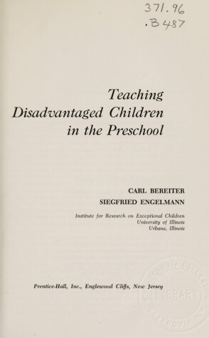 Book cover for Teaching Disadvantaged Children in the Pre-school