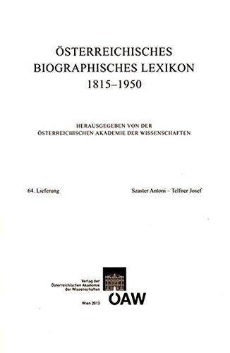 Book cover for Osterreichisches Biographisches Lexikon Lieferung 64 Szaster Antoni - Telfner Josef