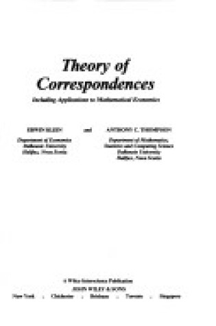 Cover of Theory of Correspondences