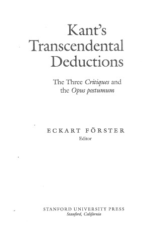 Cover of Kant's Transcendental Deductions