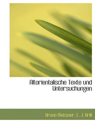 Book cover for Altorientalische Texte Und Untersuchungen