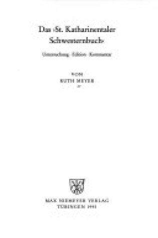 Cover of Das St. Katharinentaler Schwesternbuch