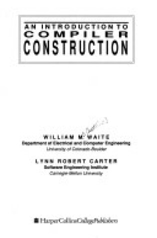 Cover of An Introduction to Compiler Construction