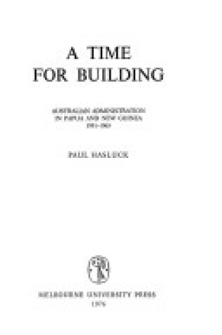 Cover of A Time for Building