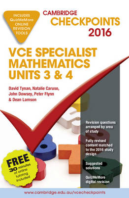 Book cover for Cambridge Checkpoints Vce Specialist Mathematics 2016 and Quiz Me More