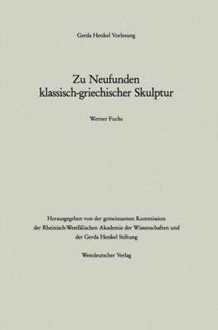 Cover of Zu Neufunden klassisch-griechischer Skulptur