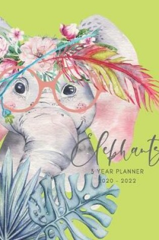 Cover of 2020-2022 3 Year Planner Elephant Watercolor Monthly Calendar Goals Agenda Schedule Organizer