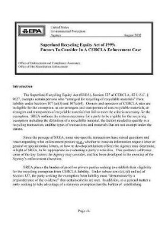 Cover of Superfund Recycling Equity Act of 1999