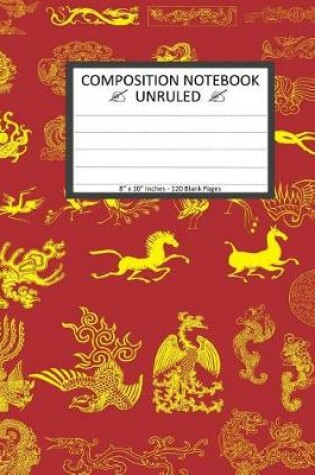 Cover of Unruled Composition Notebook 8" x 10". 120 Pages. Chinese Vector Elements