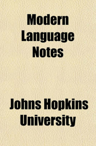 Cover of Modern Language Notes