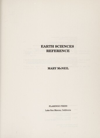 Book cover for Earth Sciences Reference