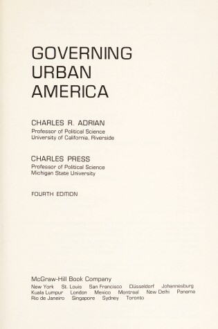 Cover of Governing Urban America