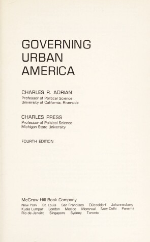 Book cover for Governing Urban America