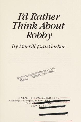 Cover of I'd Rather Think about Robby