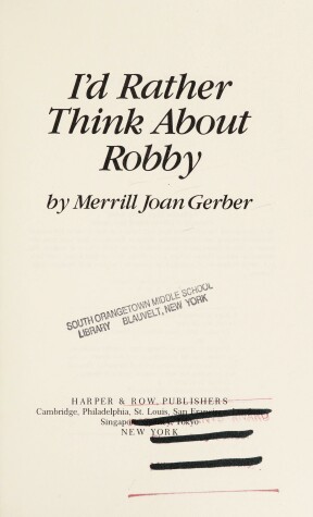 Book cover for I'd Rather Think about Robby