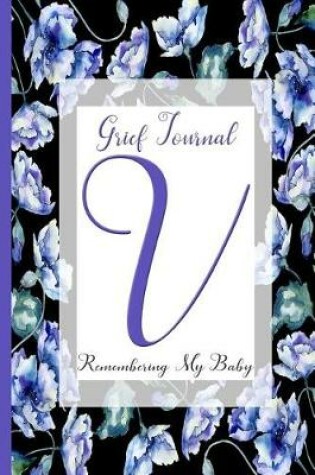 Cover of Blue Watercolor Flowers, Monogram Letter V