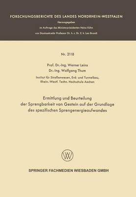 Book cover for Ermittlung Und Beurteilung Der Sprengbarkeit Von Gestein Auf Der Grundlage Des Spezifischen Sprengenergieaufwandes