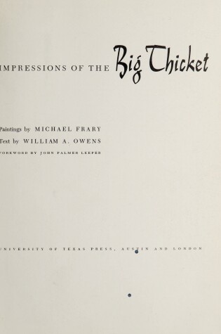 Cover of Impressions of the Big Thicket