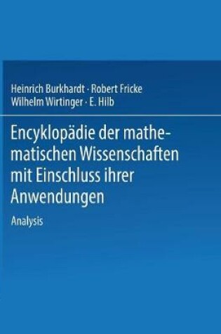 Cover of Encyklopadie Der Mathematischen Wissenschaften Mit Einschluss Ihrer Anwendungen