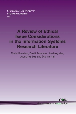 Book cover for A Review of Ethical Issue Considerations in the Information Systems Research Literature