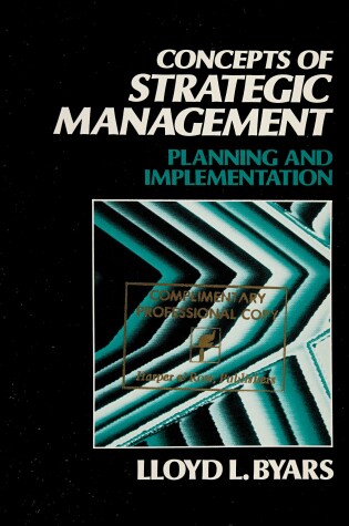 Cover of Concepts of Strategic Management