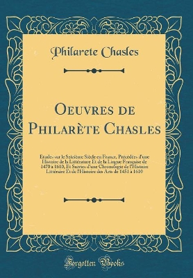 Book cover for Oeuvres de Philarete Chasles