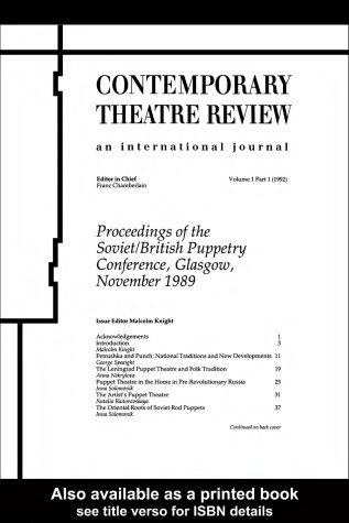 Cover of Proceedings of the Soviet/British Puppetry Conference, Glasgow, November 1989