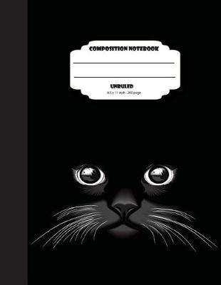 Book cover for Composition notebook unruled 200 pages, 8.5 x 11 inch, Black peekaboo cat