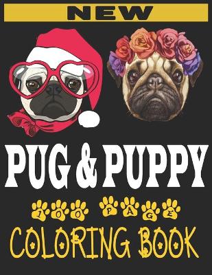 Book cover for pug and puppy coloring book