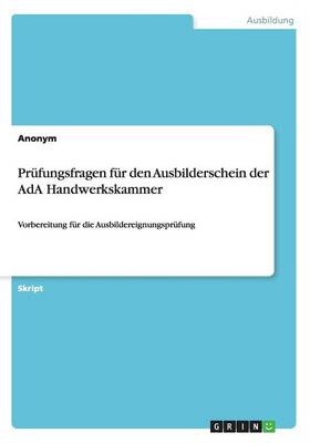 Book cover for Pr�fungsfragen f�r den Ausbilderschein der AdA Handwerkskammer