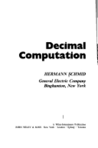 Cover of Decimal Computation