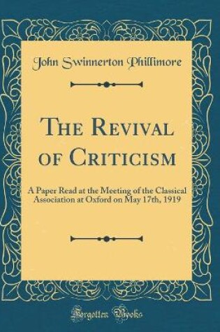 Cover of The Revival of Criticism