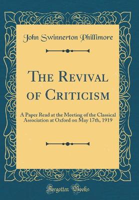 Book cover for The Revival of Criticism